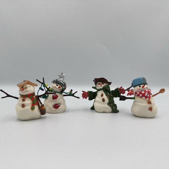 Hallmark 2001 Mitford Snowman Jubilee Christmas Ornament Set 4 Box Dated QX2825 - Picture 5 of 14